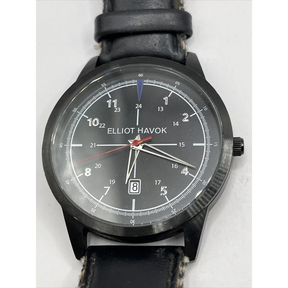 Elliot Havok Timepiece Midnight Men's‎ Quartz Watch Genuine Leather- New Battery